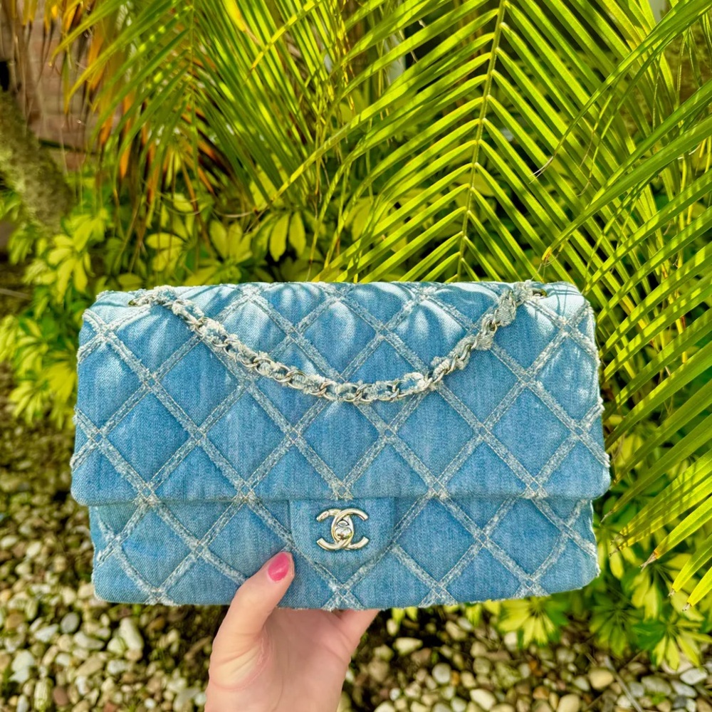 Chanel Kylie Jenner Jumbo Denim Patchwork Flap Bag